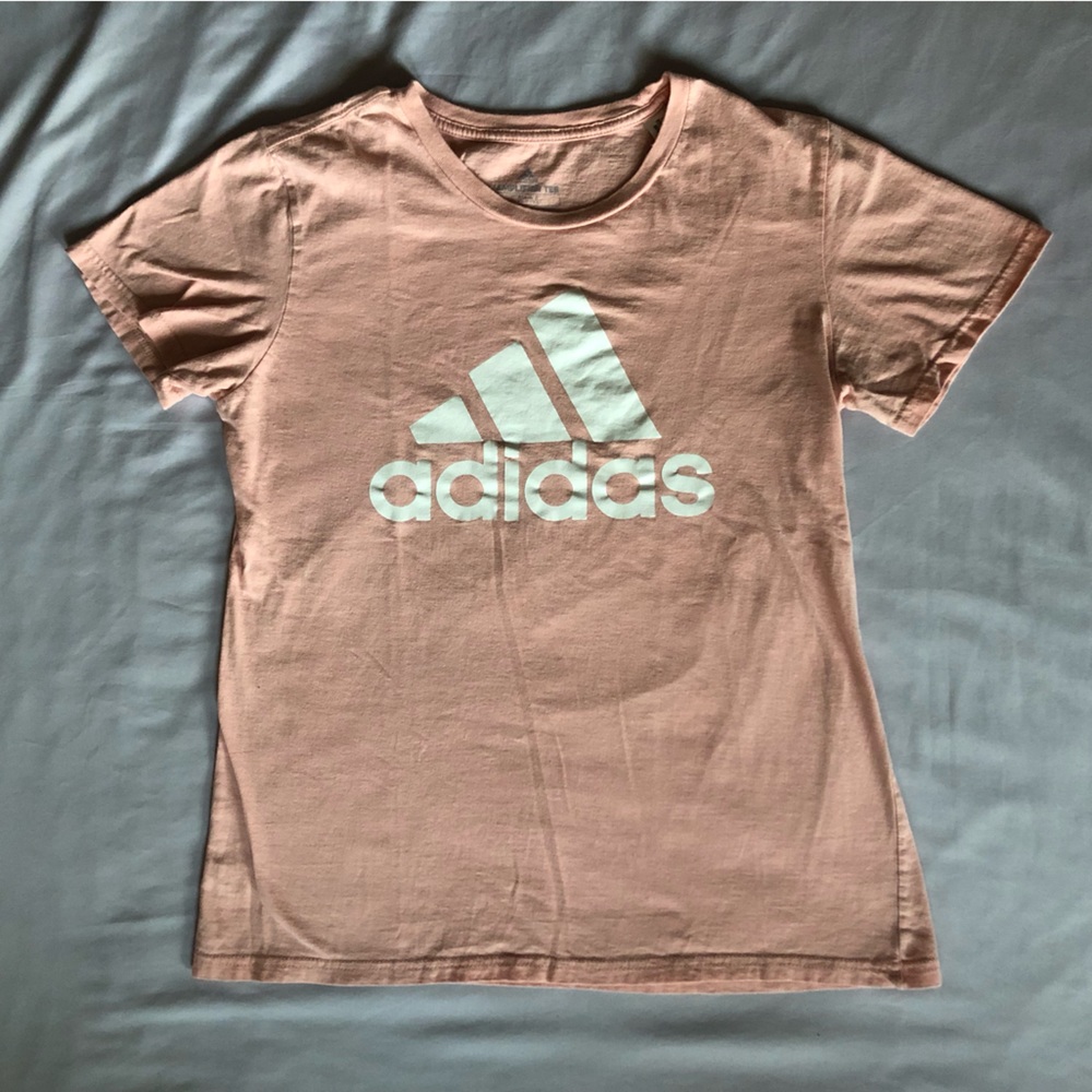 Women's Adidas Light Pink Short Sleeve Tee Shirt; Size Medium
